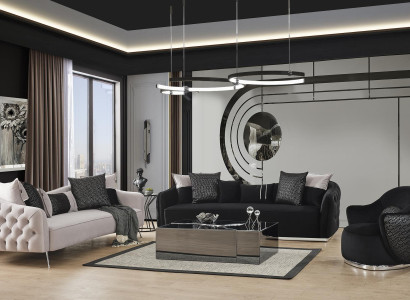 Sofa set Sofa Armchair 431 Seater Fabric Luxury Sofas White Black